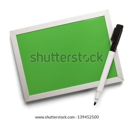 Blank Dry Erase Board With Marker Isolated on White Background.