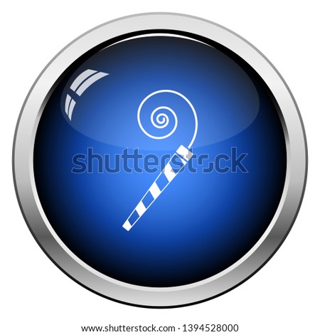 Party Whistle Icon. Glossy Button Design. Vector Illustration.