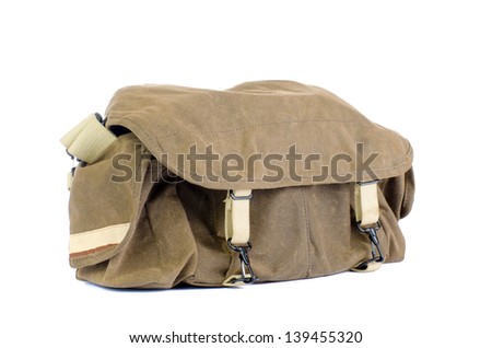 Vintage, leather bag on a white background. Isolated.