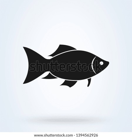 fish silhouette icon isolated on white background. Vector illustration 