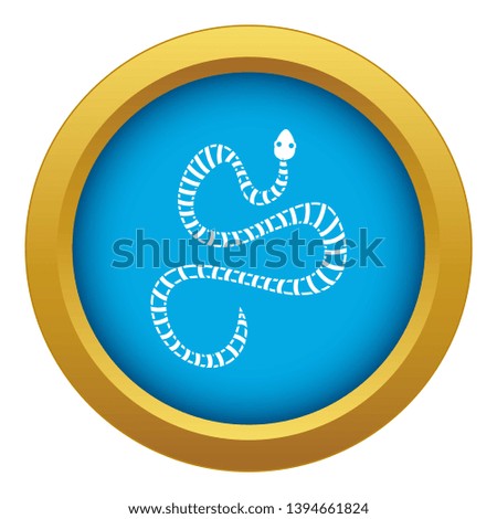 White striped snake icon blue vector isolated on white background for any design