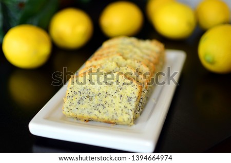 Lemon Poppy Seed Loaf Cake Quick Bread Royalty-Free Stock Photo #1394664974