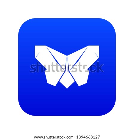 Origami butterfly icon blue vector isolated on white background
