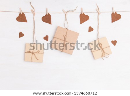 Presents on the white background with shaped bakery.