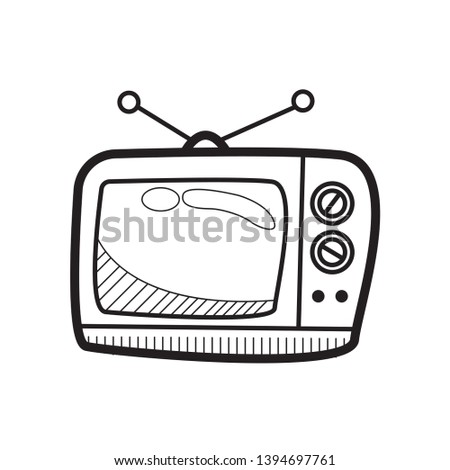 Vector - vector illustration hand drawn sketch of retro television isolated on white background