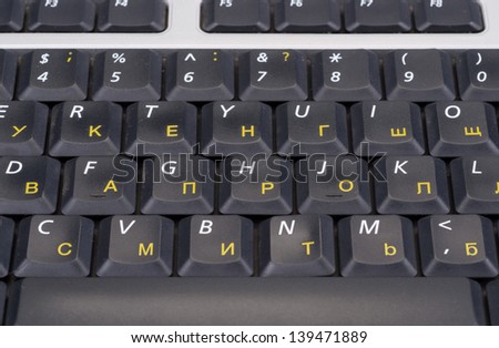 The computer keyboard on a background
