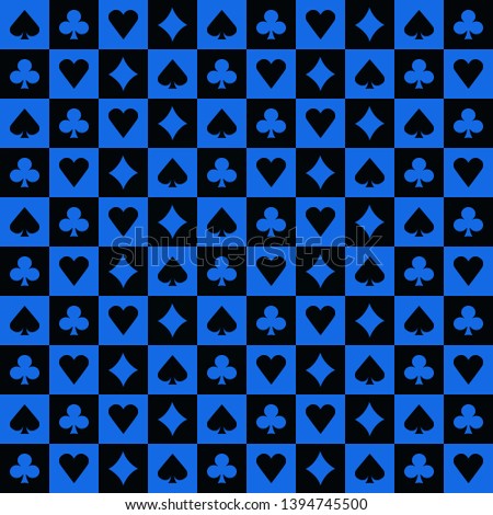 Blue black poker suits background