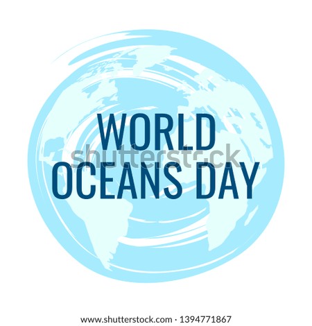 World oceans day concept. Design for web banners, posters, cards. Vector template in flat style.