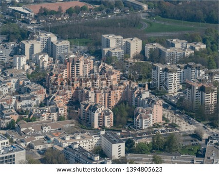 aerial view of buildings at Marne-la-Vallée at the east of Paris