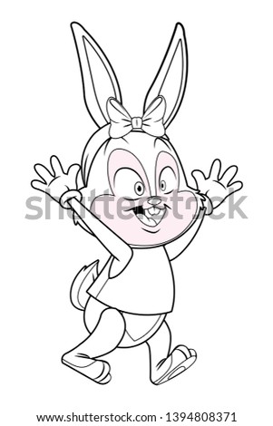 Cute easter bunny celebration isolated black and white