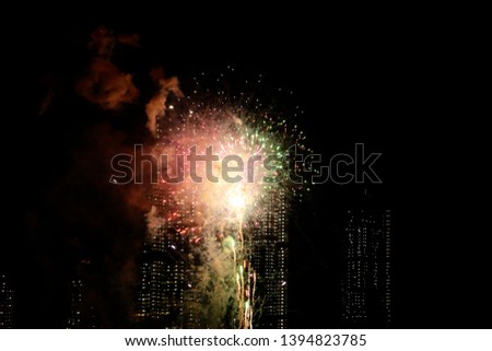 A colorful fireworks display over the Hudson River, viewed from Weehawken, New Jersey