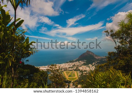 Beautiful landscape with city and mountain views in Sunny weather with Corcovado mountain. Rio de Janeiro, Brazil