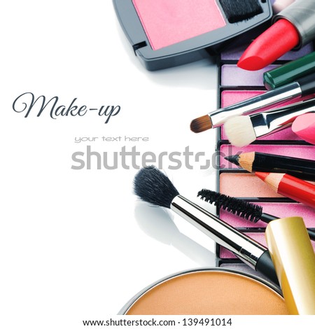Colorful make-up products isolated over white