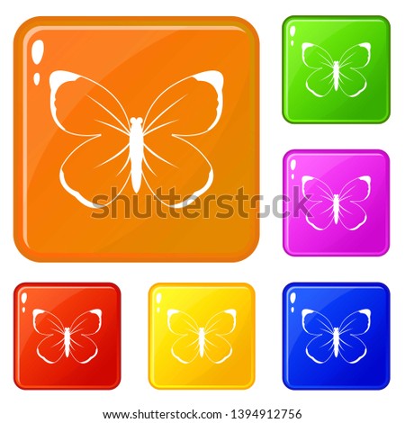 Butterfly icons set collection vector 6 color isolated on white background