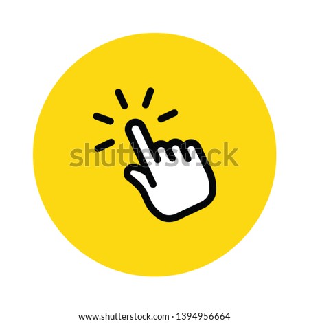 Clicking finger icon, hand pointer vector button