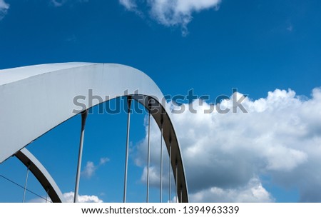 Steel arched modern bridge support