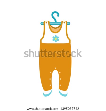 Baby clothes on hanger icon. Flat illustration of baby clothes on hanger icon for web design