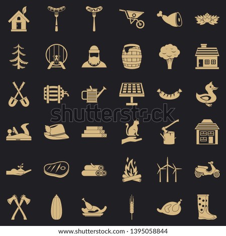 Farmer icons set. Simple style of 36 farmer vector icons for web for any design