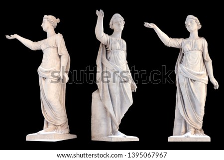 Sculpture of the ancient Greek god Latona isolate. Vintage carving set with Ancient greece mythology. Sculptor S. S. Pimenov. Created in 1822, the location of St. Petersburg, Royalty-Free Stock Photo #1395067967