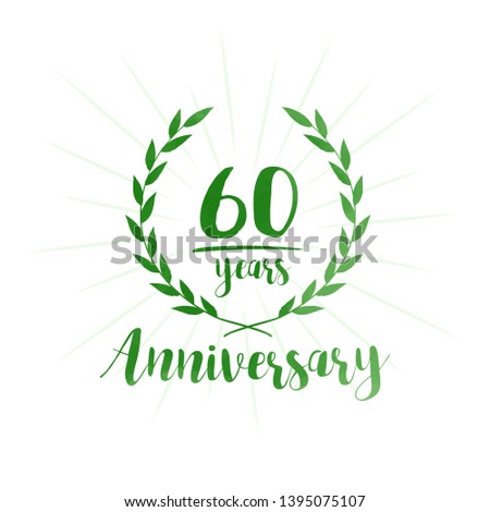 60 years anniversary celebration logo. Anniversary watercolor design template. Vector and illustration.