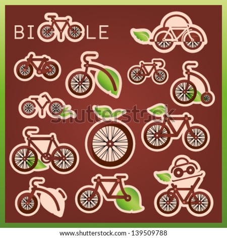 Vector mark collection related to ecology, nature and bicycles