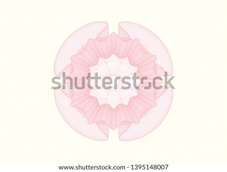 Pink money style emblem or rosette. Vector Illustration. Detailed.