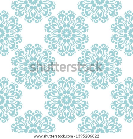 Floral seamless pattern. Light blue flowers on white background. Vector illustration