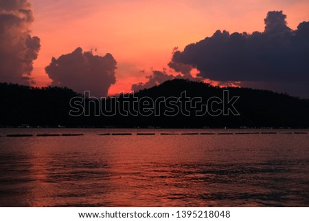 Typical of landscape mountain and the sky after sunset ,Thailand