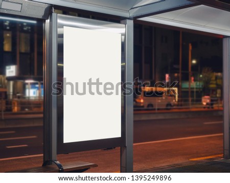Mock up Banner Poster template at Bus Shelter Media outdoor street 