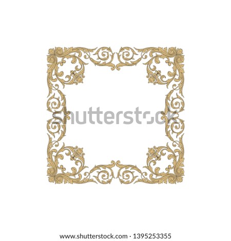 Gold ornament baroque style. Retro rococo decoration element with flourishes calligraphic. 