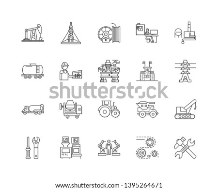 Industrial equipment line icons, signs, vector set, outline illustration concept 