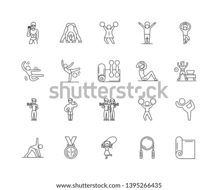 Gymnastics line icons, signs, vector set, outline illustration concept 