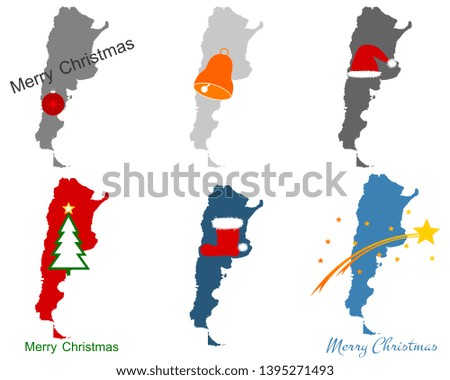 Map of Argentina with Christmas symbols