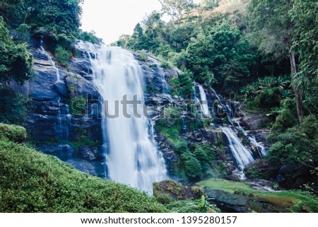 Beautiful waterfall on the mountain in Thailand