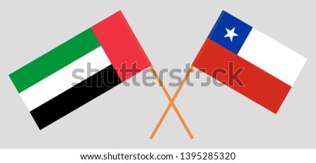 Chile and United Arab Emirates. The Chilean and UAE flags. Official colors. Correct proportion. Vector illustration
