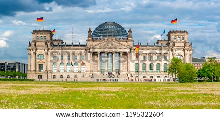 Reichstag building (Bundestag - parliament of Germany) in Berlin Royalty-Free Stock Photo #1395322604