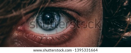 Wide picture of a blue eye. 