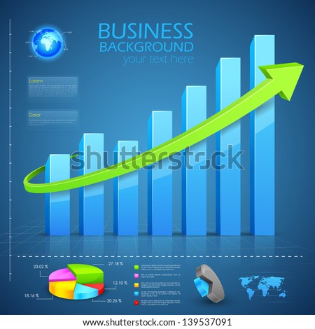 easy to edit vector illustration of Business Financial Graph Chart Diagram