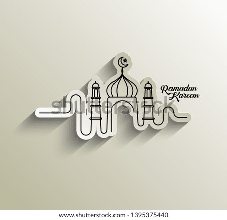 Eid Mubarak celebration- Mosque. Vector illustration.