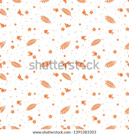 Beautiful pattern in abstract flower and leaves. Small cute simple spring flowers.