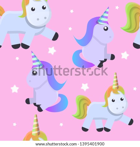 Cute unicorn pattern. Cartoon illustration of cute unicorn pattern for web design