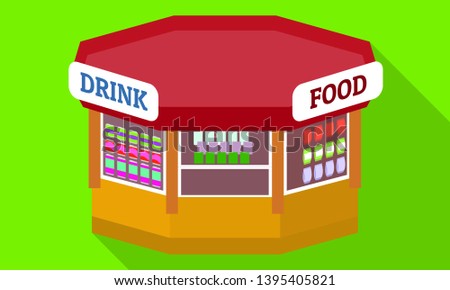 Drink food kiosk icon. Flat illustration of drink food kiosk icon for web design