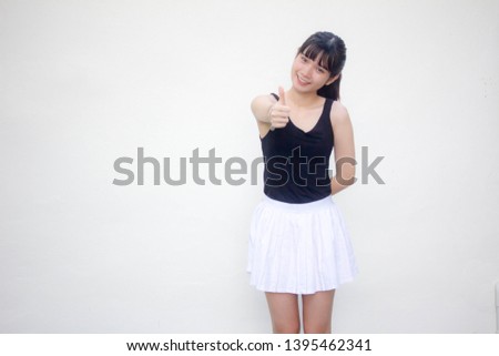 Portrait of thai adult student university uniform beautiful girl excellent