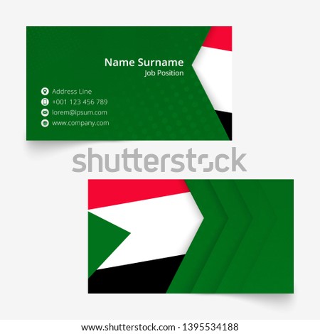 Sudan Flag Business Card, standard size (90x50 mm) business card template with bleed under the clipping mask.