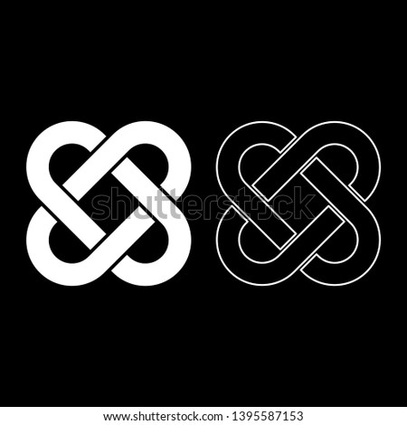 Celtic knot icon outline set white color vector