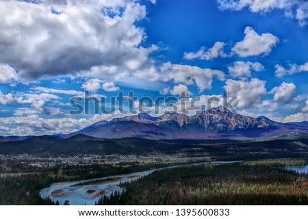 Pictures of Jasper town and Jasper national park surroundings pyramid mountain old fort point