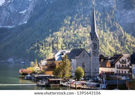 View of village Hallstatt in Austria