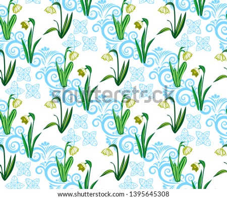 Vector seamless pattern with wild spring flower