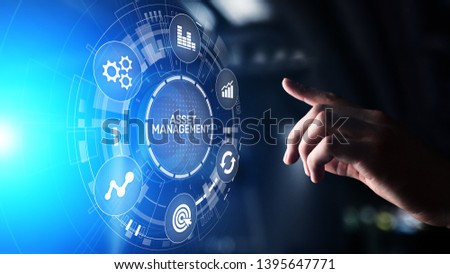 Asset management concept on virtual screen. Business Technology concept. Royalty-Free Stock Photo #1395647771