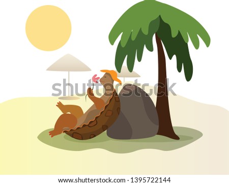 turtle under a palm tree 